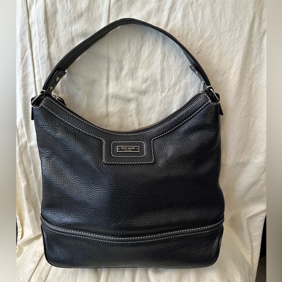 Kate Spade Black Pebble Leather Satchel Bag Shoulder Hobo Purse - Picture 9 of 9